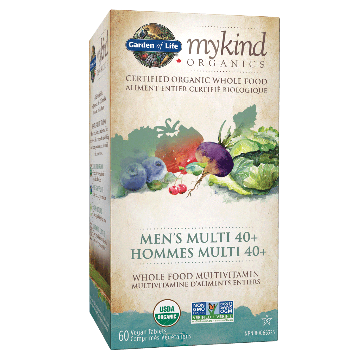 Garden Of Life Organics Men's Multi 40+ Multivitamin 60 Vegan Tablets - Supports Heart, Vision & Prostate Health, Promotes Sustained Energy and Overall Well Being - Nature's Source Inc