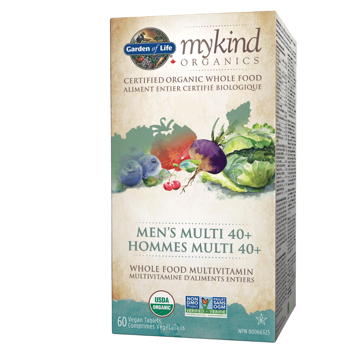 Garden Of Life Organics Men's Multi 40+ Multivitamin 60 Vegan Tablets - Supports Heart, Vision & Prostate Health, Promotes Sustained Energy and Overall Well Being - Nature's Source Inc