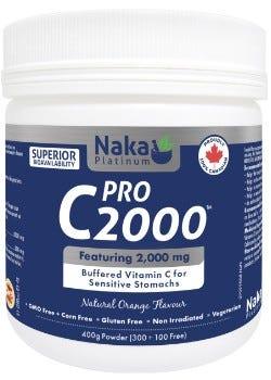 Naka Pro C2000 Vitamin C (Natural Orange) 300g - Buffered Vitamin C for Sensitive Stomach, Metabolize Fats and Proteins, Antioxidants to Maintain Good Health - Nature's Source Inc
