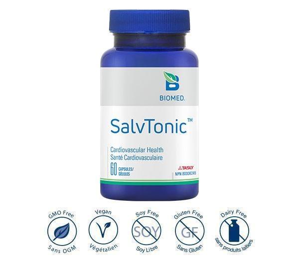 Biomed Salvtonic 60 Capsules - Cardiovascular Health, Improved Blood Lipid Profile, Increases Blood Flow and Circulation, Reduces Arterial Plaques, Protection for Heart and Blood Vessels - Nature's Source Inc